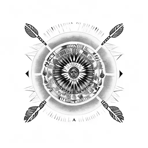 Native American Medicine Wheel With Five Feather Hanging Down