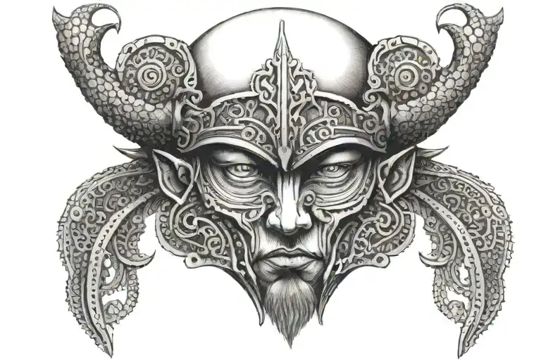 Head Of Warrior With Dark Ornaments