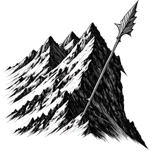Mountain Range And An Elven Arrow