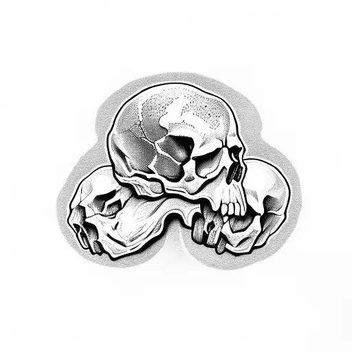 Skull With Another Skull Melting Off It's