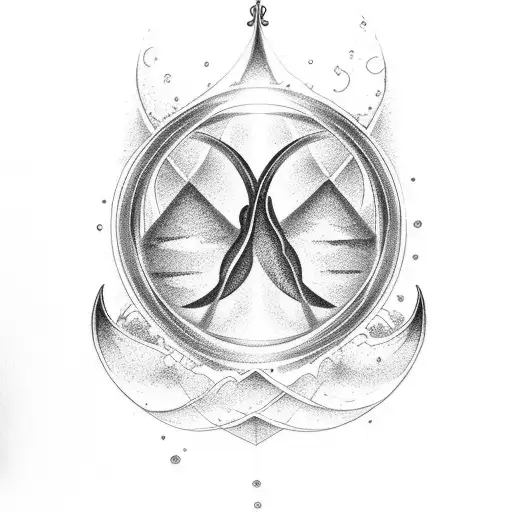 Hourglass With Waves That Says Prove And A Trident