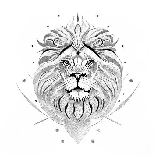 Lion Head With Geminies On The Sides