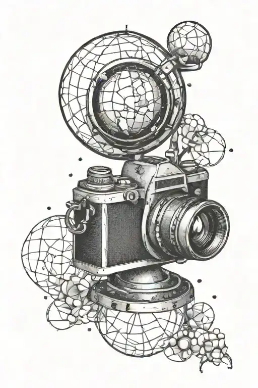 Photo Camera And Geo Globe