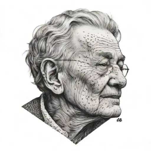 Dotwork Portrait Of A Grandparent With A Hidden Message Of Love
