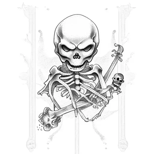 Ghost And Skeleton On Swingset