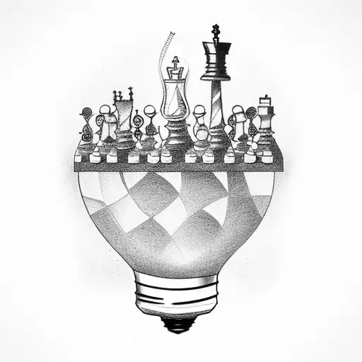 Light Bulb With Chess Pieces Inside