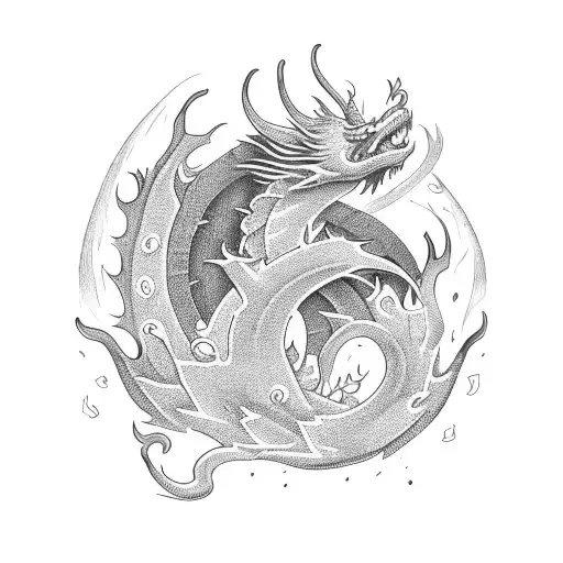 The Name Autumn Spelled With A Fire Font Surrounded By A Dragon