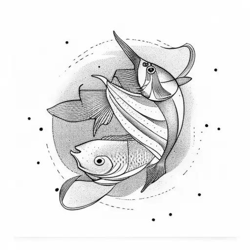 Pisces Fish Swimming Circle