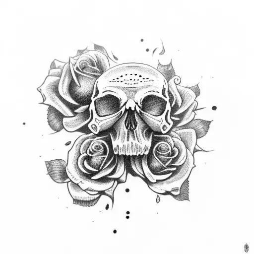 A Skull In A Big Rose