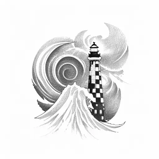 Wave With Lighthouse