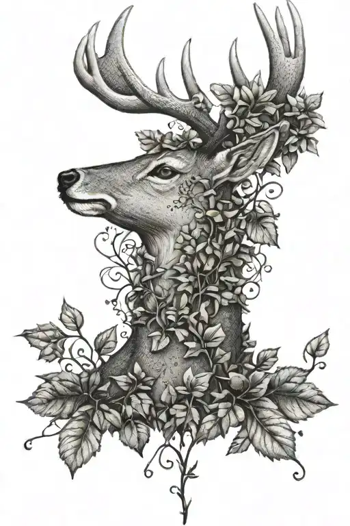 Ivy Leaves Deer Surrounded