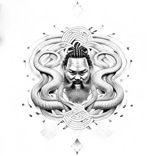 Portrait Of The Fiend Bray Wyatt With Snakes Intertwined In His Hair