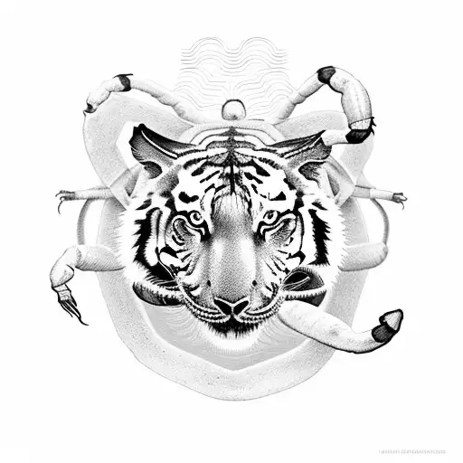 Scorpion With Two Radiowaves And Head Of Tiger