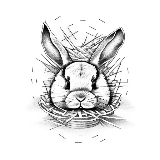 Bunny In Circle Of Hay Bales