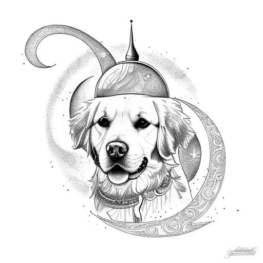 Golden Retriever And Moon