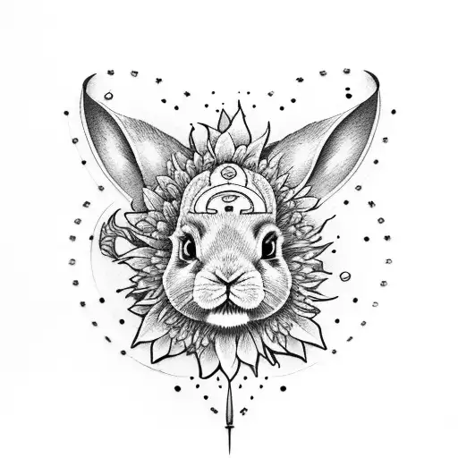 Libra Scales With Rabbit And Sunflower