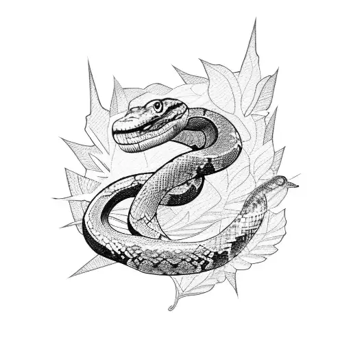 Snake And Mountains And Leaves