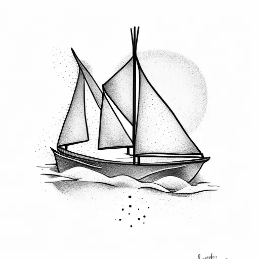 Simple Sailboat With Captain Dumping Water