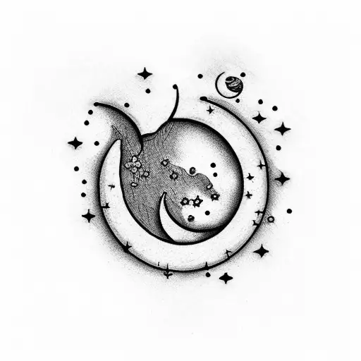 Crescent Moon With Constellation