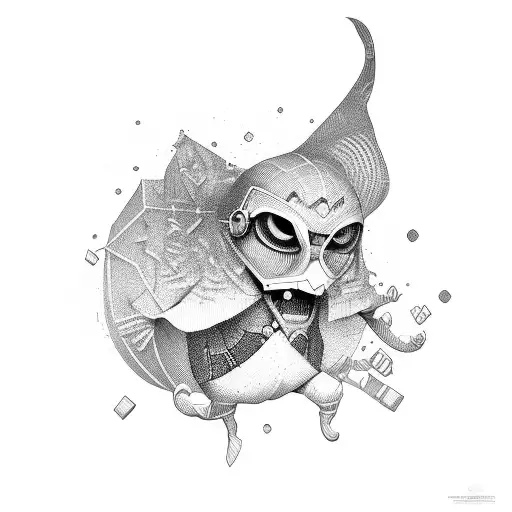 Hacker Happy Jump Motion 3D Illustration Black Blank Background