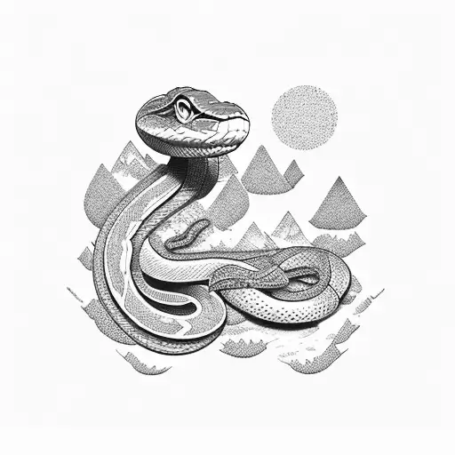 Snake And Mountains And Flowers