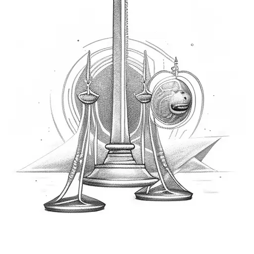 Bass Line From Orion With An Alabama Script A As Well As A Statue Of Lady Justice