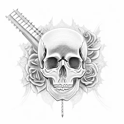 Skull With Intricate Metal Music-themed Details