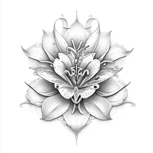 A Delicate Lily Flower Surrounded By Intricate Patterns Representing God's Grace