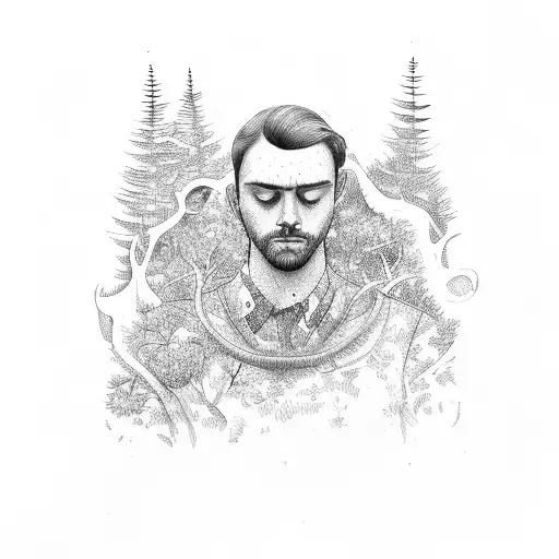 Thinking Man In A Forest