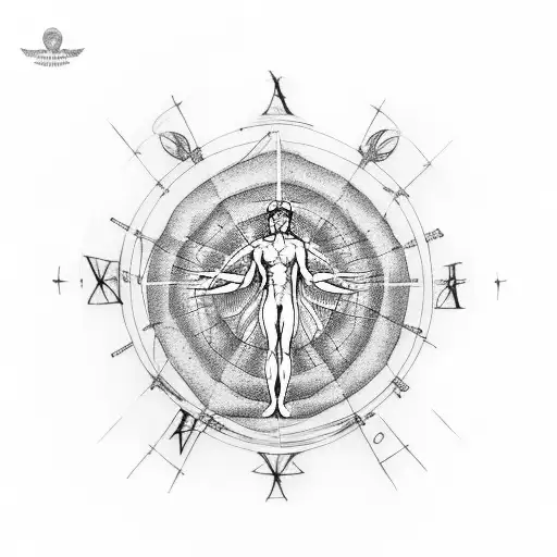 Vitruvian Man With Marathon Numbers Forming A Crown Around Him