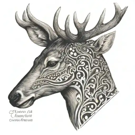 A Deer With A Country Music Lyrics Incorporated Into Its Antlers