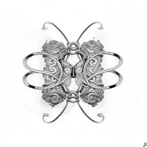 An Intricate Design Of Handcuffs Intertwined With Coffee Beans And Butterflies