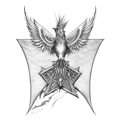 Guitar With Phoenix Bird And Deathly Hallows