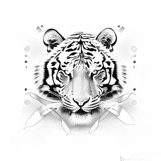 Tiger With Cancer Ribbon