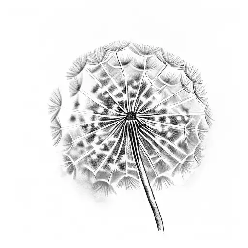 Dandelion With Stem And Fern Leaf