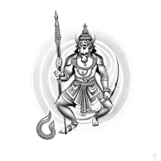 Bow & Arrow Symbolizing Lord Shri Ram With Glimpse Of Lord Hanuman
