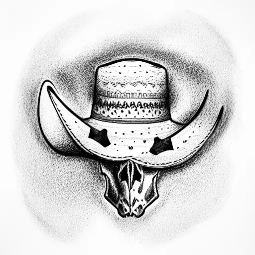 Bull Skull Cowboy Hat Rose