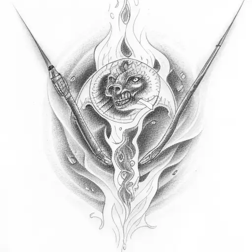 Fire And Water Around Forearm