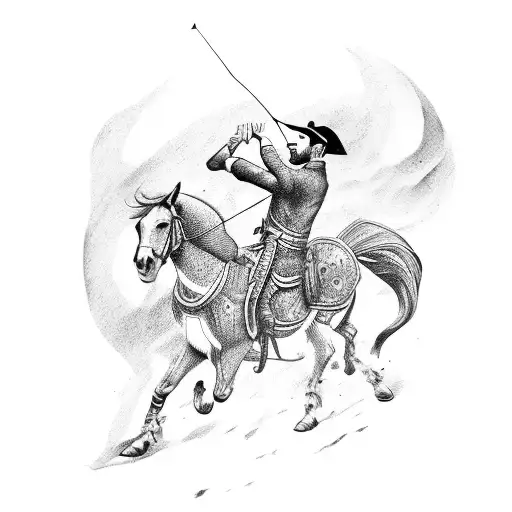 Man Shooting Arrows On A Horse