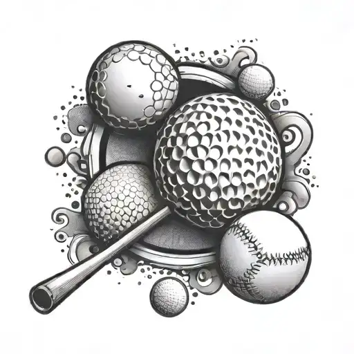 A Golf Ball Morphing Into A Hockey Puck With A Football And Baseball Intertwined Around It