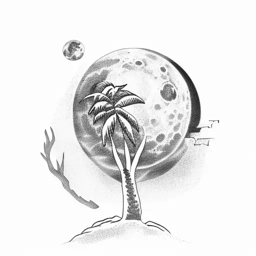 Moon And Palm Tree