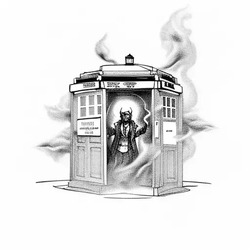 Tardis With Doors Opening And Smoke Coming Out With The Words Bad Wolf Written On The Doors