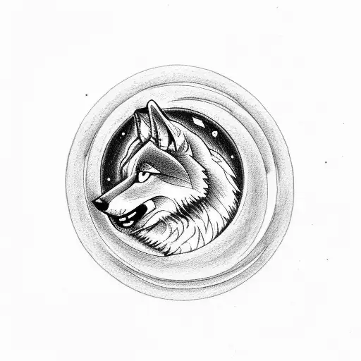 Create A Tattoo Of A Wolf Howling At A Moon Made Of Playing Cards