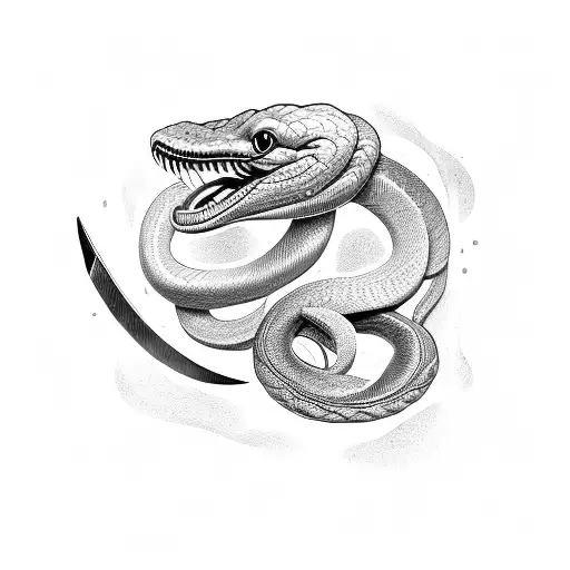 Side Profile Snake With Knife Through Head