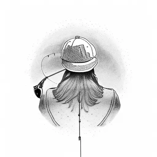 Tattoo Of Dad Turned His Back Sitting And Fishing