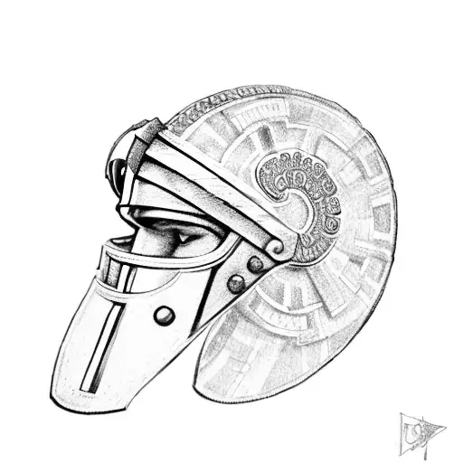 Spartan Helmet With Greek Key And Wreath