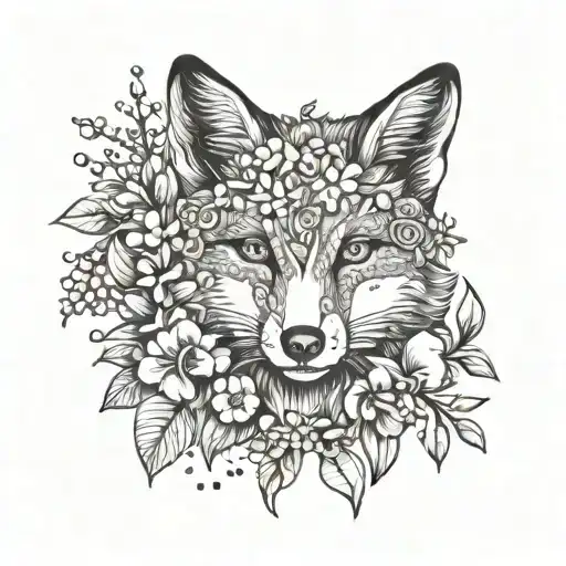 Fox And Apple Flowers And Willow Vine