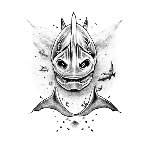 White Shark With A Pirate Ship