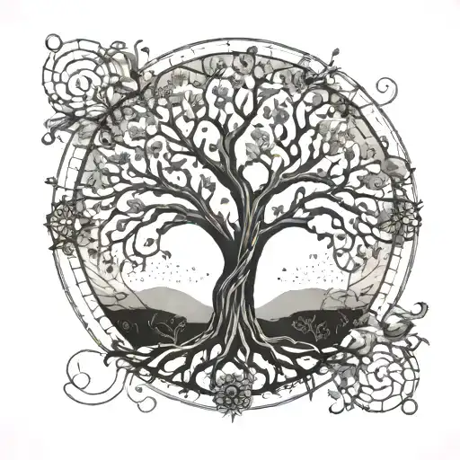 A Tree Of Life Intertwined With Electrical Circuit Patterns