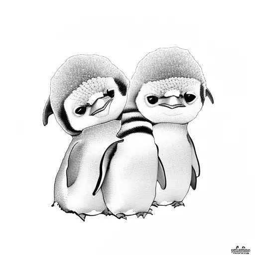 Cute Baby Penguins Kissing